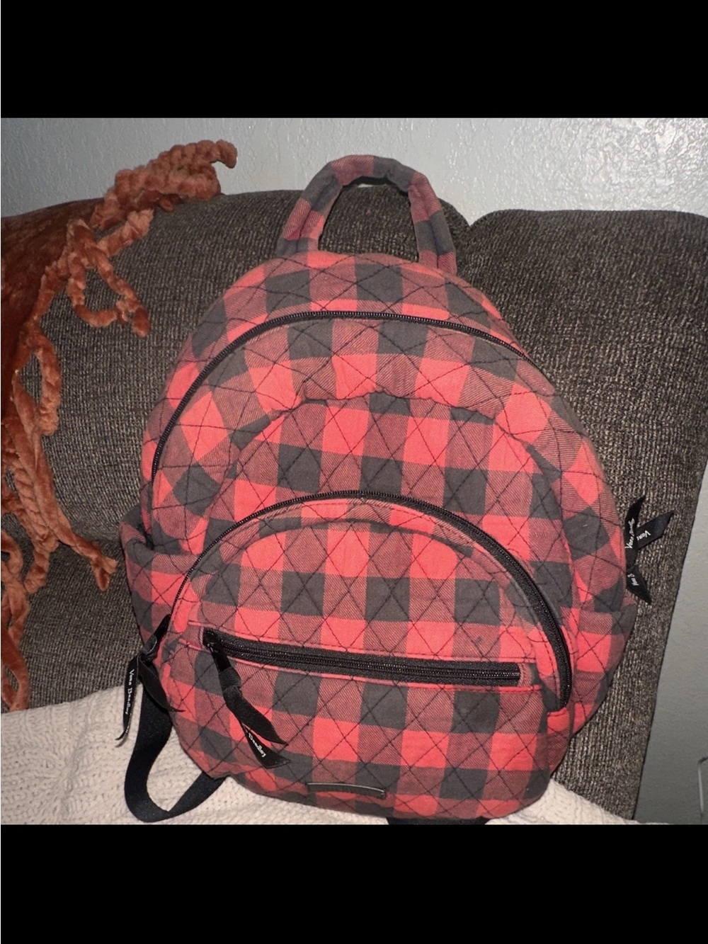 Vera Bradley Red and Black Plaid Mini Backpack